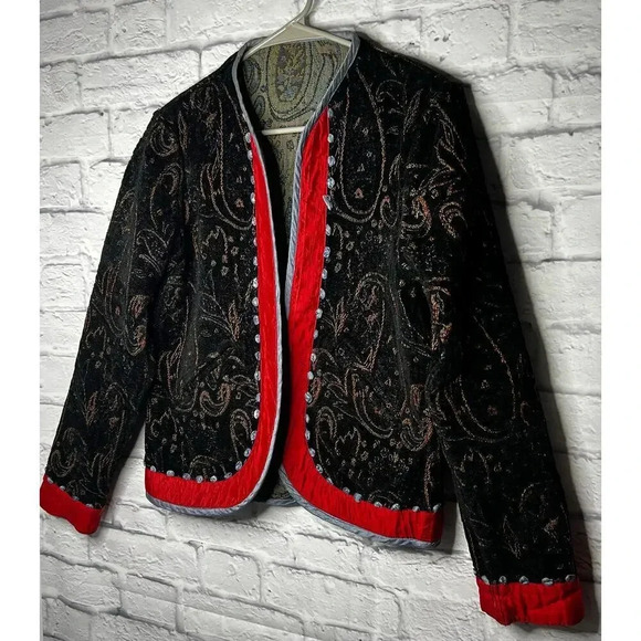 Parsley & Sage reversible tapestry paisley print cotton silk Jacket, size S. - Picture 3 of 16
